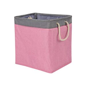 Amazon Basics Foldable Fabric Rectangular Laundry Hamper with Detachable Brackets, Large, Pink