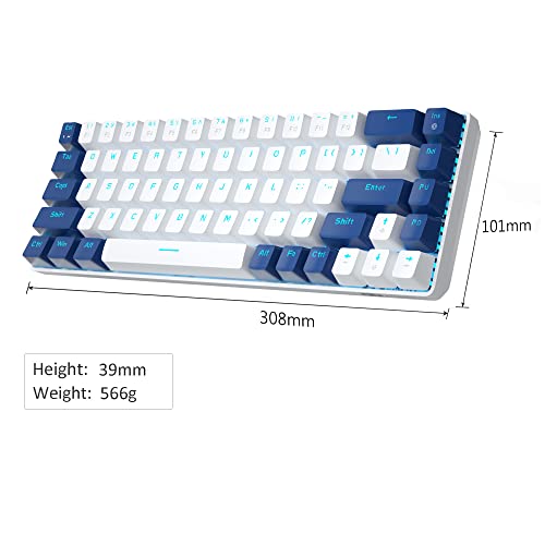 MageGee Portable 60% Mechanical Gaming Keyboard, MK-Box LED Backlit Compact 68 Keys Mini Wired Office Keyboard with Red Switch for Windows Laptop PC Mac - White/Blue