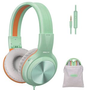 simolio boys girls headphones with mic, wired school headphones for kids children teens adult amazon kindle fire pc tablet mp3/4, 85db 94db 104db volume limited headset with adjustable headband