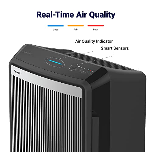 Winix 9800 4-Stage True Hepa Air Purifier with WiFi and PlasmaWave, 500 Sq Ft,Black,Large