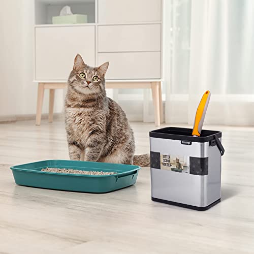 Vonsamge Universal Cat Litter Scoop Holder, Stainless Steel Small Trash Can.