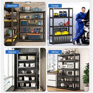 5 Tier Garage Shelving, Storage Shelves Heavy Duty Shelving, Adjustable Metal Shelf Rack and Shelf Units, Garage Shelving Heavy Duty Warehouse Industrial Shelving, 31.5" W X 15.7" D X 63" H