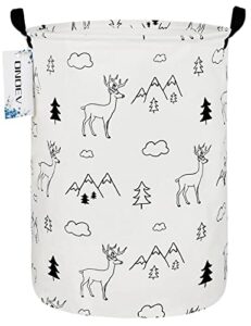 onoev round fabric storage bin,decorative basket,organizer basket with handles,for clothes storage,books and sundries(forest deer), 19.7inch(h) x 15.7inch(d)