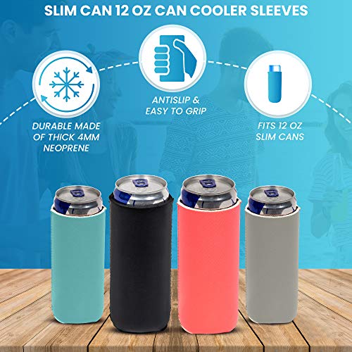 QualityPerfection Slim Can Coolers Sleeves (2 Pack) Insulated, Beer/Energy Drink Premium Neoprene 4mm Thickness Thermocoolers for 12 oz Skinny Beverage Can Covers (Texas Flag)