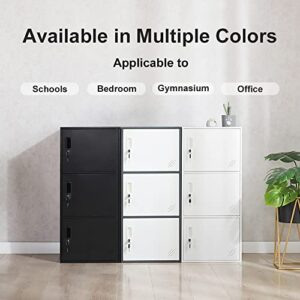 3 Door Vertical Stackable Storage Cabinet with Lock,Anti-Failing Device, Metal Lcoker,Organizer for Office, Home, Gym, School,Employee,Kids. (White)