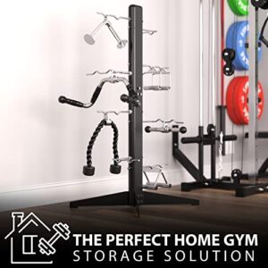 Synergee Cable Attachment Rack. Free-Standing Storage Rack. Multi-Use Storage Posts for Exercise Attachments.