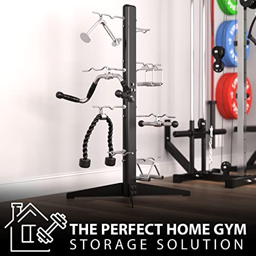 Synergee Cable Attachment Rack. Free-Standing Storage Rack. Multi-Use Storage Posts for Exercise Attachments.