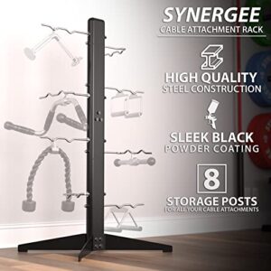 Synergee Cable Attachment Rack. Free-Standing Storage Rack. Multi-Use Storage Posts for Exercise Attachments.