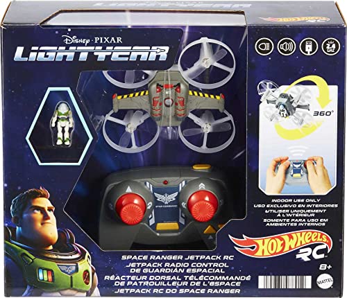 Hot Wheels Rc Space Ranger Jetpack & Buzz Lightyear Figure, Remote-Control Flying Ship From Disney and Pixar Movie Lightyear