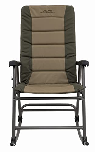 ALPS Mountaineering Outdoor Rocking Chair - Durable Folding Beach and Camp Chair with Comfortable Cushioned Polyester Fabric Over Locking Steel Frame, Clay/Khaki