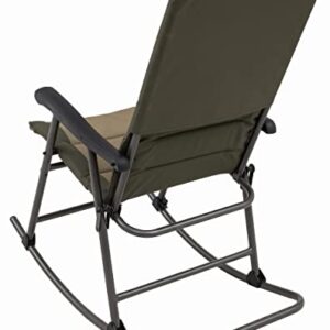 ALPS Mountaineering Outdoor Rocking Chair - Durable Folding Beach and Camp Chair with Comfortable Cushioned Polyester Fabric Over Locking Steel Frame, Clay/Khaki