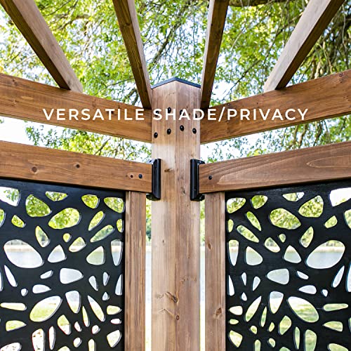 Backyard Discovery Verona Wooden Cabana Pergola with Pebble Privacy Panels