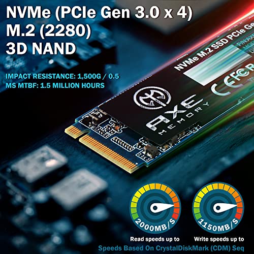 AXE MEMORY 2TB NVMe M.2 2280 PCIe Gen 3x4 Internal SSD Solid State Drive (SSD)