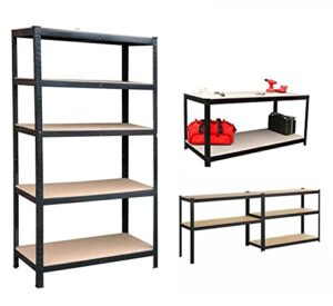 metal storage shelves with bolt-less design freestanding storage shelves height and layout adjustable for workshop bookshelf shed office heavy duty racking shelves(180cm)