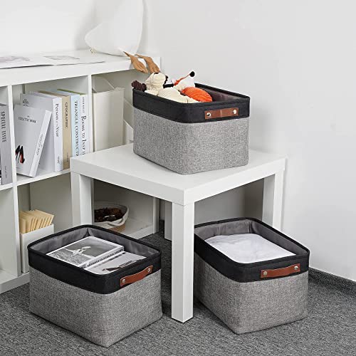 DULLEMELO Collapsible Bundle Baskets 3 Medium Baskets 15"x11"x9.5" + 6 Small Baskets 11.8"x7.9"x5.1"（Black&Gray)