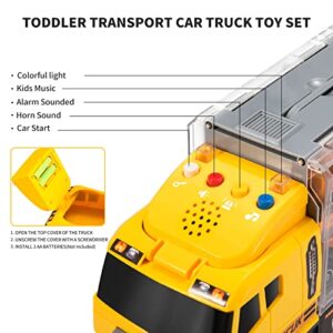 Toddler Toys for 3-9 Years Old Boys Construction Toys Car Double Side Transport Vehicle W/Play Mat, Die-cast Alloy Engineering Vehicle Gifts for Age 3 4 5 6 Kids Child Boys Girls Birthday Party Favor