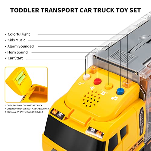 Toddler Toys for 3-9 Years Old Boys Construction Toys Car Double Side Transport Vehicle W/Play Mat, Die-cast Alloy Engineering Vehicle Gifts for Age 3 4 5 6 Kids Child Boys Girls Birthday Party Favor