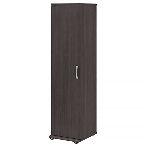 Bush Business Furniture Universal Laundry Storage Narrow Linen Tower with Door and Shelves, Storm Gray