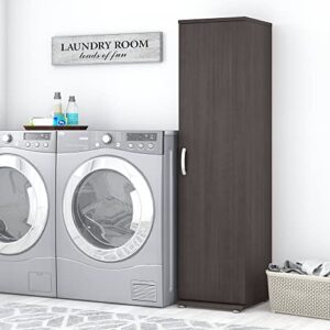 Bush Business Furniture Universal Laundry Storage Narrow Linen Tower with Door and Shelves, Storm Gray