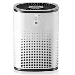air purifier for bedroom, h13 true hepa filter air purifier, 360° air intake with 5-stage filtration, 24db filtration system air cleaner, filters 99.97% dust smoke pet odor or dander