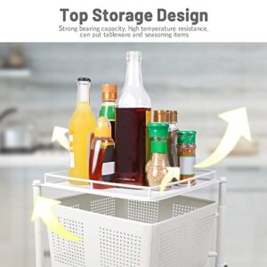 WINTECY 4 Tiers Rotating Kitchen Storage Shelf, Multi-Layer Floor Standing Shelf Fruit Vegetable Storage Basket Household Storage Rack for Kitchen, Living Room