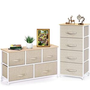 pipishell 5 drawers fabric dresser,4 drawer organizer unit fabric dresser for for bedroom closets, living room, nursery room, hallway