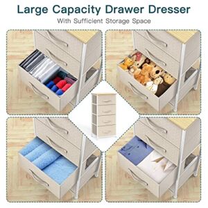 Pipishell 5 Drawers Fabric Dresser,4 Drawer Organizer Unit Fabric Dresser for for Bedroom Closets, Living Room, Nursery Room, Hallway