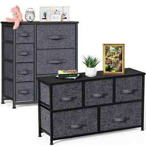 pipishell 5 drawers fabric dresser,7 drawer organizer unit fabric dresser for for bedroom closets, living room, nursery room, hallway