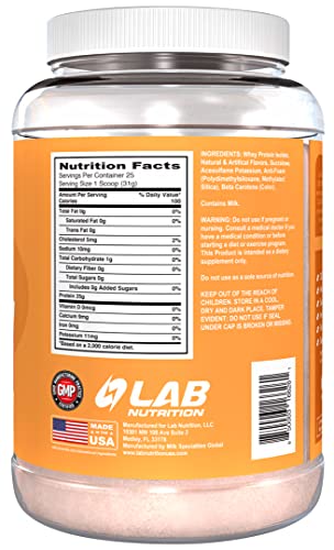 Lab Nutrition Advance Clear Isolate Protein, 100% Whey Protein Powder, Gluten Free, Zero Sugar, Keto Friendly, 25g Protein, 1.70 lb, Peach Mango Flavored - 25 Servings