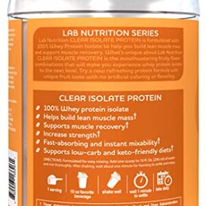 Lab Nutrition Advance Clear Isolate Protein, 100% Whey Protein Powder, Gluten Free, Zero Sugar, Keto Friendly, 25g Protein, 1.70 lb, Peach Mango Flavored - 25 Servings