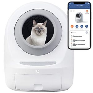 smarty pear leo's loo too no mess automatic self-cleaning cat litter box includes charcoal filter, built-in scale, smart home app with voice control