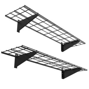qualward 2 pack garage metal shelving 1×4ft 12-inch-by-48-inch wall mounted shelf garage storage rack heavy duty, black