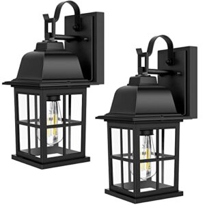 tobusa 2-pack outdoor light fixtures wall mount, 100% aluminium waterproof exterior wall lantern, anti-rust outside black wall sconce porch lights for house garage, doorway, bulbs not included