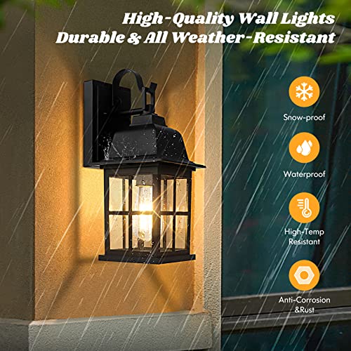 TOBUSA 2-Pack Outdoor Light Fixtures Wall Mount, 100% Aluminium Waterproof Exterior Wall Lantern, Anti-Rust Outside Black Wall Sconce Porch Lights for House Garage, Doorway, Bulbs Not Included