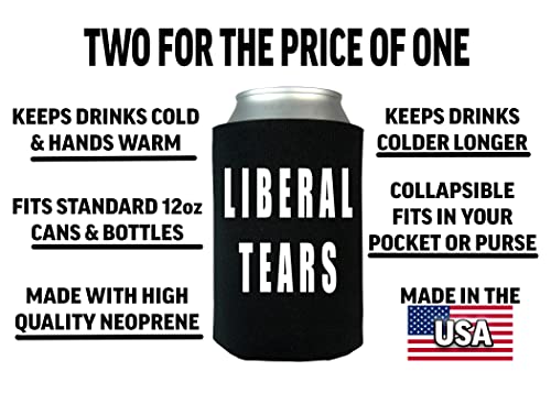 Funny Joke Liberal Tears Collapsible Beer Can Bottle Beverage Cooler Sleeves 2 Pack