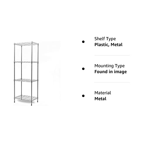 REGILLER 4-Tier Wire Shelving Unit Metal Storage Rack Adjustable Organizer Perfect for Pantry Laundry Bathroom Kitchen Closet Organization (Silver, 16.9L x 12W x 50H)