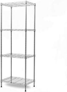 regiller 4-tier wire shelving unit metal storage rack adjustable organizer perfect for pantry laundry bathroom kitchen closet organization (silver, 16.9l x 12w x 50h)