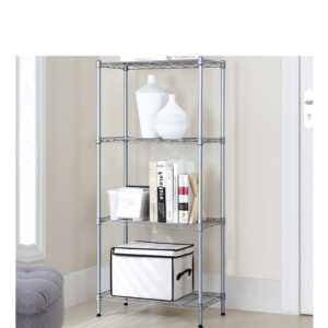 REGILLER 4-Tier Wire Shelving Unit Metal Storage Rack Adjustable Organizer Perfect for Pantry Laundry Bathroom Kitchen Closet Organization (Silver, 16.9L x 12W x 50H)