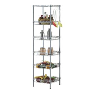 aclulion 6 wire shelving steel storage rack adjustable unit shelves for laundry bathroom kitchen pantry closet, black, 14l x 13.5w x 63h