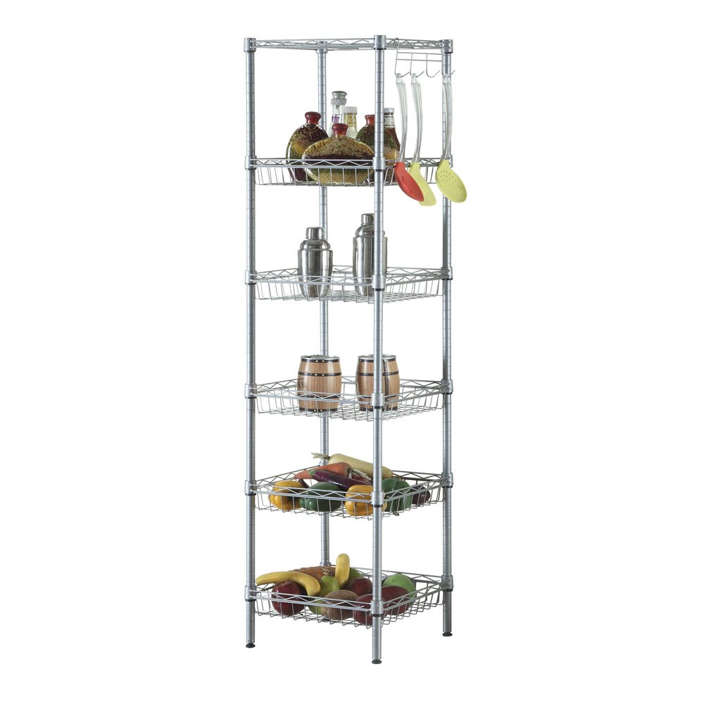 ACLULION 6 Wire Shelving Steel Storage Rack Adjustable Unit Shelves for Laundry Bathroom Kitchen Pantry Closet, Black, 14L x 13.5W x 63H