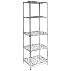 aclulion 5 wire shelving steel storage rack adjustable unit shelves for laundry bathroom kitchen pantry closet, black, 22l x 18w x 71h