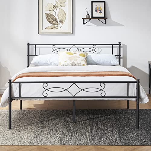 VECELO 14" Metal Platform Bed Frame with Headboard,Premium Steel Slat Support No Box Spring Needed,Noise-Free Anti-Slip,Easy Assembly(Full Size)