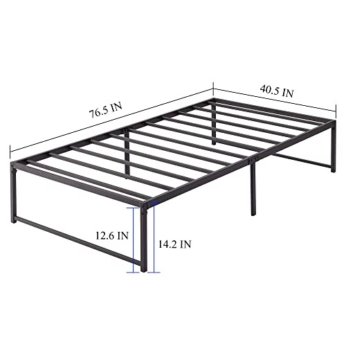VECELO 14" Metal Platform Bed Frame/Mattress Foundation/No Box Spring Needed/Steel Slat Support (Twin Size)