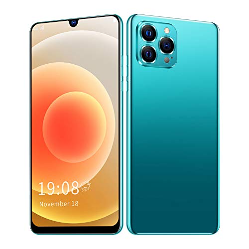 ip12 Pro MAX Unlocked Smartphone for Android 8.1, 6.26in 1+8GB HD Screen Cell Phone Dual Card Dual Standby Smart Phone,Face ID Recognition,2MP+2MP,128GB of Expandable Storage Mobile Phone(Green)