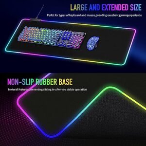 Large RGB Gaming Mouse Pad -15 Light Modes Touch Control Extended Soft Computer Keyboard Mat Non-Slip Rubber Base for Gamer Esports Pros 31.5X11.8