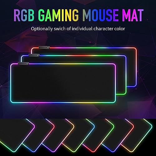 Large RGB Gaming Mouse Pad -15 Light Modes Touch Control Extended Soft Computer Keyboard Mat Non-Slip Rubber Base for Gamer Esports Pros 31.5X11.8