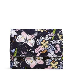 Vera Bradley Women's Cotton Riley Compact Wallet With RFID Protection, Bloom Boom Navy - Recycled Cotton, One Size