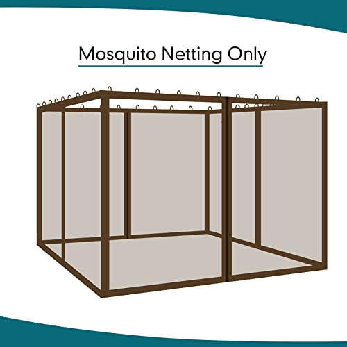 Gazebo Universal Replacement Mosquito Netting - Wonwon Outdoor Gazebo Canopy 4-Panel Screen Walls with Zipper for 10' x 10' Gazebo (Mosquito Net Only) (Brown)