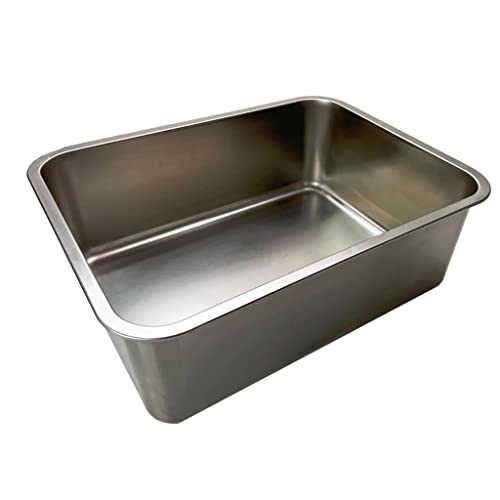 KUNWU Stainless Steel Pet Litter Box XL4 24"x16"x4" for Cat, Dog & Rabbit, Corrosion Resistant Easy Clean No Residue Build Up Never Absorbs Odor Stains Rusts Durable Pan (XL (24"x16"), 4" Deep)