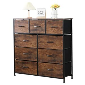 homhum 9 drawers dresser, fabric closet organizers and storage, tall dressers for bedroom, office organization, brown